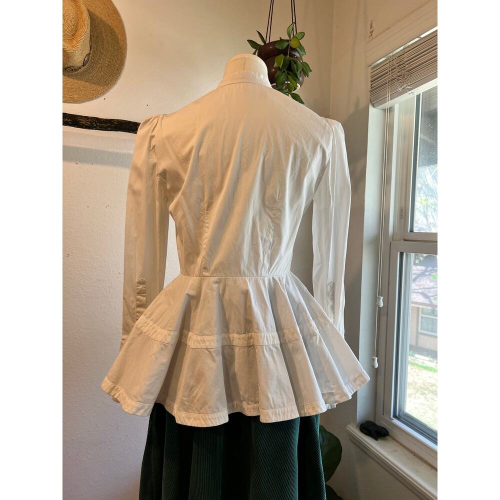 Alexander Mcqueen Italy Made White Button Down Peplum Shirt Size XS/Small - Picture 12 of 13